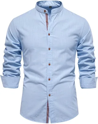SFWQOIFOU Traditionelles Hemd für Männer Langarm Oktoberfest Outfit Hemd Slim Fit Stehkragenbluse