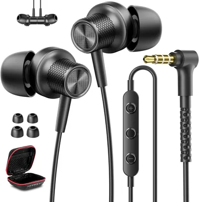 Wired Earbuds 3.5mm Earphones for Chromebook Laptop PC School with Case | Wired Headphones with Micr