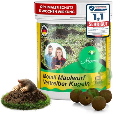 Momi Mole Abwehrkugeln mit sofortiger und langanhaltender Wirkung, wirksames Mittel gegen Maulwürfe (Packung mit 1)