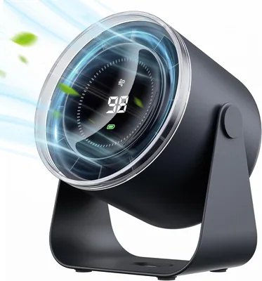 Ventilador de Escritorio Recargable USB con Pantalla