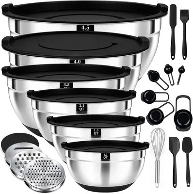 Greenloom Mixing Bowls Set - 21 Piece Stainless Steel