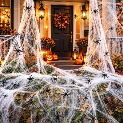 1400 Sqft Halloween Spider Webs with Spiders