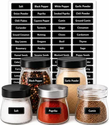 48 Waterproof Spice Jar Labels Stickers for Kitchen