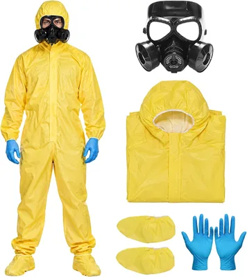 Hosmateey Halloween Yellow Hazmat Suit Costume With Mask Gloves