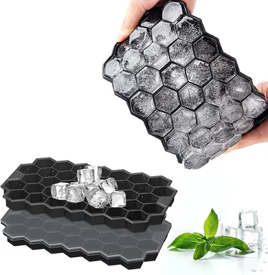 2 Pcs Silicone Ice Cube Trays - Hexagonal Molds