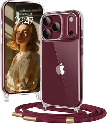 OLEPHY Phone Chain Case for 18 Pro Max, Wine Red