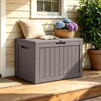 Outdoor Storage Box, Brown, 5.7 gal (170 L), Width 30.7 x Depth 17.1 x Height 21.9 inches (78.1 x 43