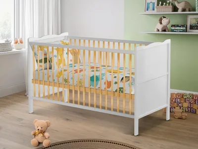 White Solid Wood Convertible Newborn Baby Cot Bed Toddle 140 x 70 cm - Best Deal