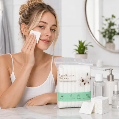 Discos de Algodão 180 Unidades Dupla Face Macios Sem Fiapos para Skincare