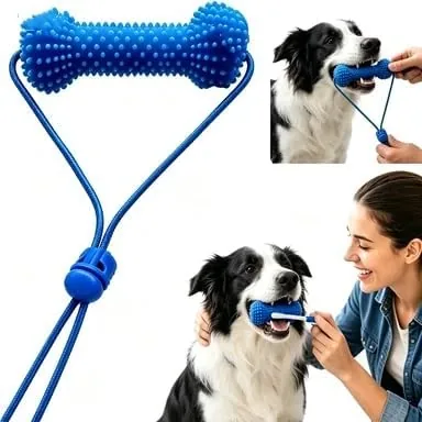 Cepillo Dental Masticable para Perros Reutilizable Limpiador Interactivo, 1 | Juguetes Masticables de Silvervine Natural Cuidado