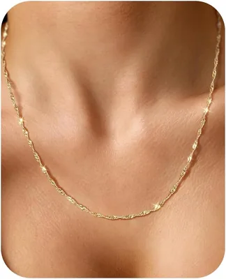 14K Gold/Sterling Silver Twist Chain Necklace - 2mm Singapore