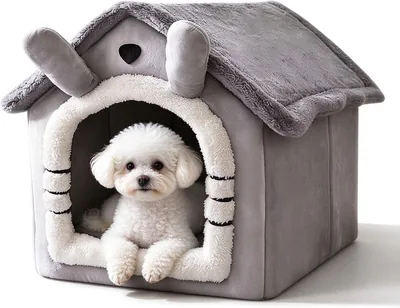 T-FOUR Cama Casita para Perro Chico Mascotas Pequeñas Lavable, Casa Cueva Cálida para Gatos y Cachorros, Refugio Interior Ple