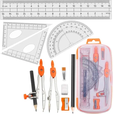 ALMEKAQUZ Math Geometry Set Orange School Supplies