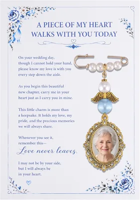 MIXJOY Something Blue Gift - Bridal Blue Pearl Angel Wings Bouquet Charm Best Deal