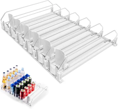 Self-Pushing Fridge Drink Organizer - 6 Row Adjustable