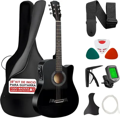 Guitarra Electroacústica de 38 Pulgadas para Diestros - Regalo Ideal para Cumpleaños y Navidad con Equalizador y Afinador