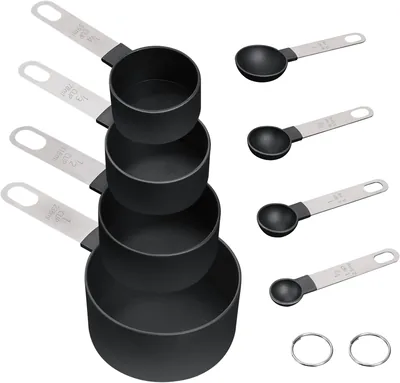 YARRAMATE 8pc Measuring Cups & Spoons Set, Black
