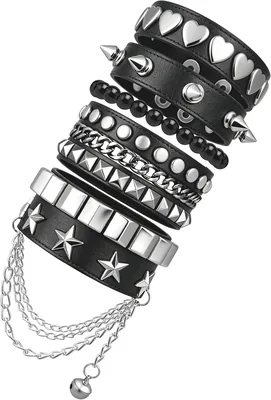 Trinkle 5Pcs Studded Leather Bracelets - Punk Jewellery