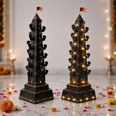Shree SPACE Deepstambh (Pack of 2) | Lighting not included | Foldable Paper Diy Deepmala Kit | for Ganesh Festival and every