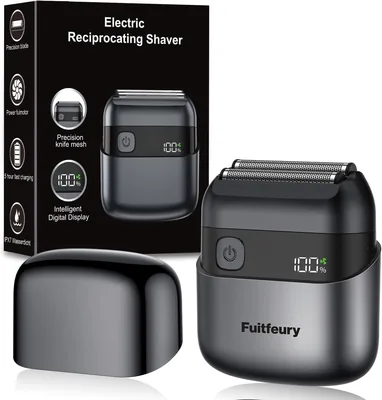 Afeador de Vello Eléctrico Mini para Hombres, Afeitado de Barbilla y Cara sin Cable con Lámina, Resistente al Agua IPX7, Pantalla LED, Rápido C
