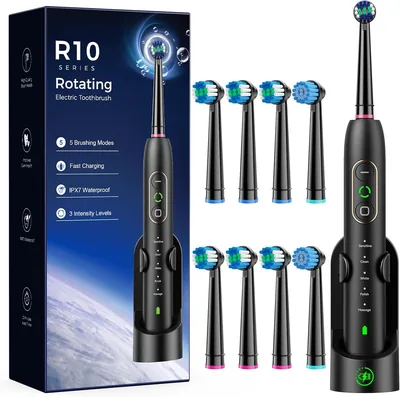 Rtauys Rotating Electric Toothbrush Black - 15 Settings