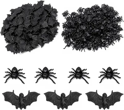 200 PCS Halloween Spiders & Bats Decorations