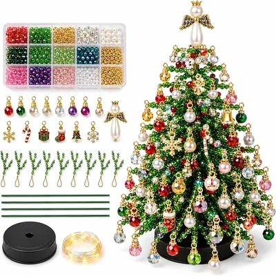 Kit d'arbre de Noël en perles DIY, arbre décoratif sur table