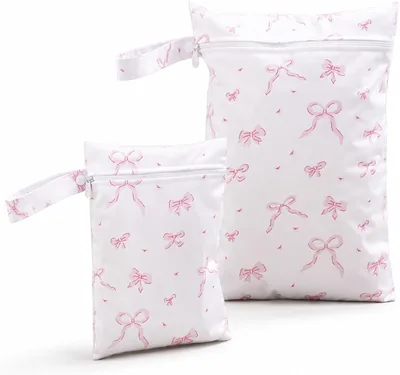 2-Pack Pink Bow Waterproof Wash Bags - Best Deal