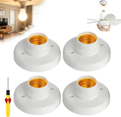 Montage de ventilateur de plafond, socket E27 à vis, taille compacte (4 pièces) | Pour ventilateurs et éclairage LED