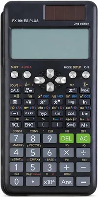 حاسبة علمية fx-991ES PLUS النسخة الثانية، 417 وظيفة، عرض طبيعي، تعمل بالطاقة الشمسية والبطارية، سوداء