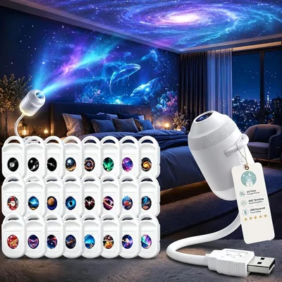 Upgraded Holographic Night Light Projector 2-in-1 Galaxy