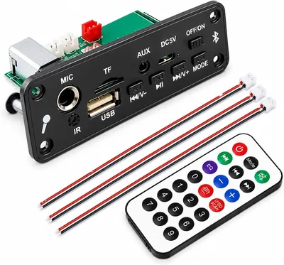 Electronic Crops 5V Bluetooth MP3 Decoder Board with Built-in Amplifier, FM Radio, USB, AUX Input & Remote Control Included