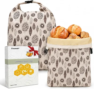 Sacs à pain en cire d'abeille réutilisables Fruzmzk 43 x 13 cm (2 pièces) | Linéaire naturelle en cire d'abeille; respirant, lavable et réutilisable pour levain