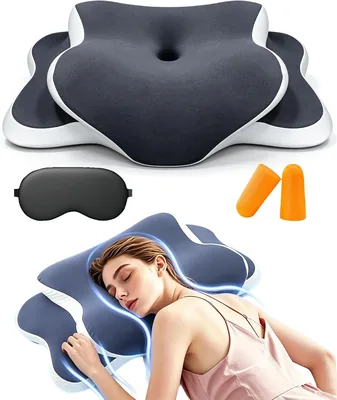 Pillow Wxshang SOYA 3.0 ergonomique en mousse mémoire, Noir | Couverture en bambou respirant, Ergonomique 2 hauteurs