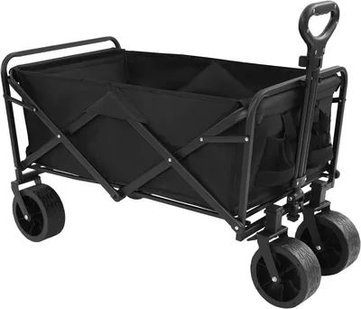 Fälgbart handvagg med 115 kg lastkapacitet (Black) | Garden Cart, Faltbar rolltrolly, Strandvagg för shopping