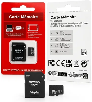 Carte mémoire Micro SDXC 256 Go Haute Vitesse | (A2, U1, V30, Classe 10) avec Adaptateur SD - Carte mémoire pour appareil photo, téléphone, tablette