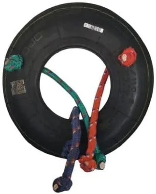 Heavy-Duty Dog Toy - Steel-Free Rubber Tyre Frisbee & Rope Tug