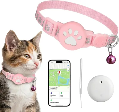 GPS Cat Collar - Pink GPS Tracker for Cats & Dogs