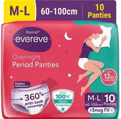Basicali® Evereve Ultra Absorbent Disposable Period Panties, M-L, 10's Pack