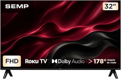 TV Semp 32 Polegadas LED Full HD S42R com Roku TV, Wi-Fi e Dolby Audio
