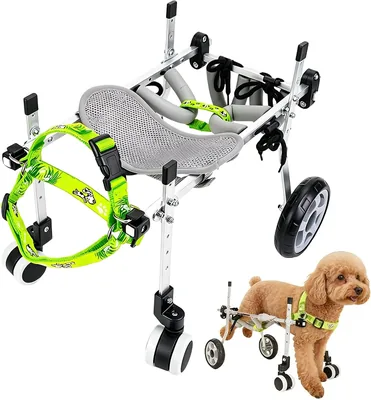 Silla de Ruedas portátil para Mascotas, Vehículo de Asistencia para la Movilidad de Perros, Equipado con 4 Ruedas Ajustables