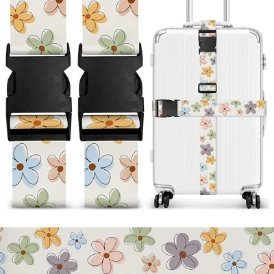 2 Pack Luggage Straps - Floral Design