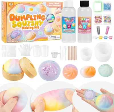 Hightoy Luminous Liquid Silikon Dumpling Squishy Bastelset für Kinder | 300 ml AB 1:1 Mischung Groß und Klein Dumpling Sq