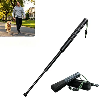 NELAPARO Bastón Retráctil, Bastón de Supervivencia 26-64 cm | Mango Antideslizante, Material PC Ligero