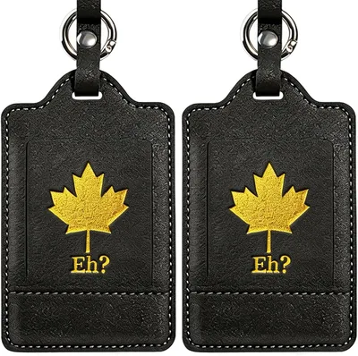 2Pcs Luggage Tags Canadian Flag PU Leather Best Deal