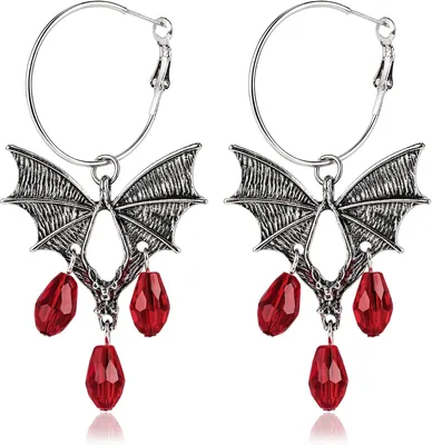 Trinckle Gothic Vampire Earrings - Black Rose Dangle Jewelry