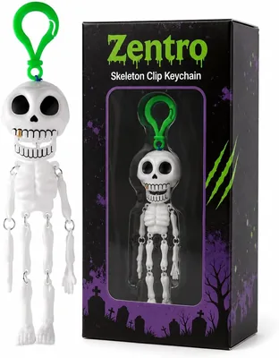 Zentro Halloween Skeleton Keychain with Clip - Hanging Skull Bag Charm