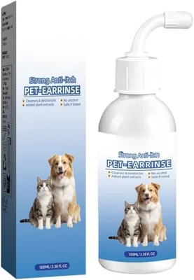 Nettoyant pour les oreilles des animaux - Solution de nettoyage sans alcool avec extraits végétaux, rinçage anti-démangeaisons
