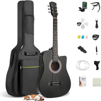 Guitarra Eléctrica Acústica 38" con Captación EQ2 | Ideal para Música y Principiantes