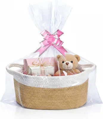 Oval Rope Hamper Basket with Bags & Ribbons - Best Deal